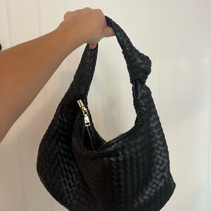 Anthropologie Black Intrecciato Shoulder Bag